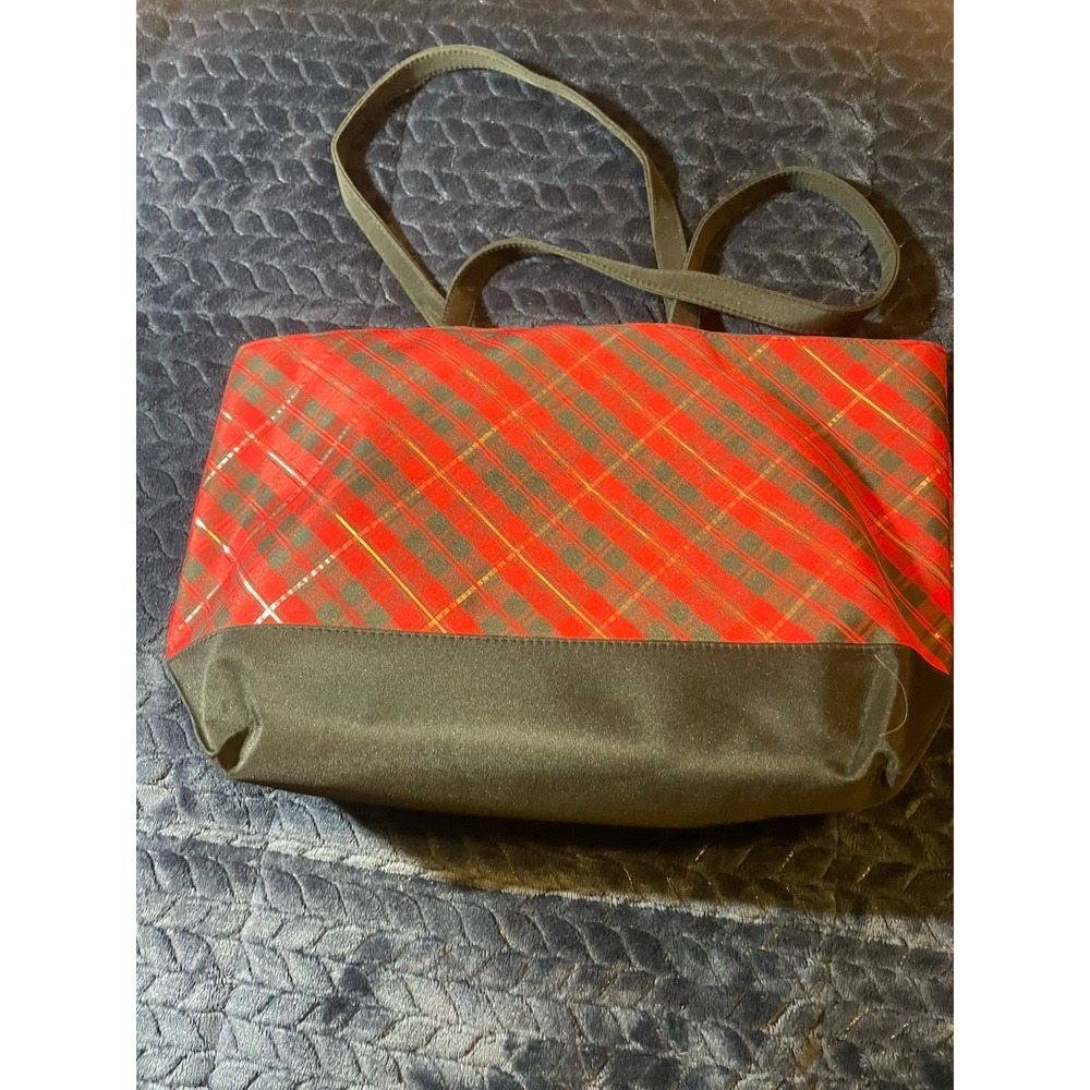 NEW Zippered Plaid Cosmetic Makeup Bag  Handbag 7 " x 16"